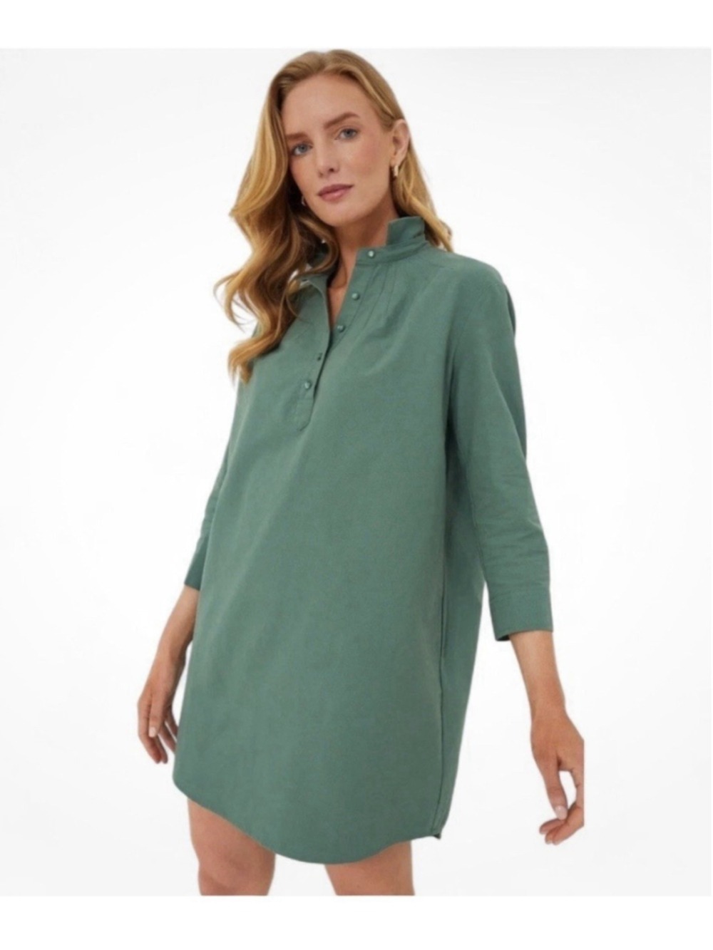 Pomander Place Tuckernuck Polly Green Shirt Dress L Preppy Pockets Boho Classic